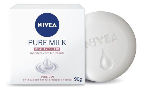 Imagem de Kit 6 Un Sabonete Barra Nivea Sensitive Pure Milk Beauty 90g