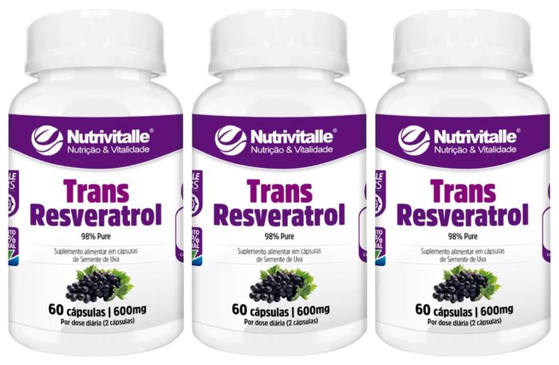 Imagem de Kit 6 Un - Trans Resveratrol 600Mg 60 Capsulas Nutrivitalle