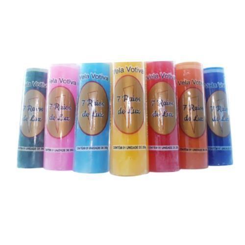Kit 6 Und Velas Votivas 7 Dias Brancas Ou Coloridas 260 Gr - Sete Raios De Luz Imagem de Kit 6 Und Velas Votivas 7 Dias Brancas Ou Coloridas 260 Gr