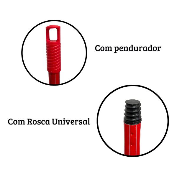 Kit 6 Unidades Cabo de Vassoura Rodo 120cm Condor Metálico Plastificado Com Encaixe de Rosca E Alça Para Pendurar Imagem de Kit 6 Unidades Cabo de Vassoura Rodo 120cm Condor Metálico Plastificado Com Encaixe de Rosca E Alça Para Pendurar