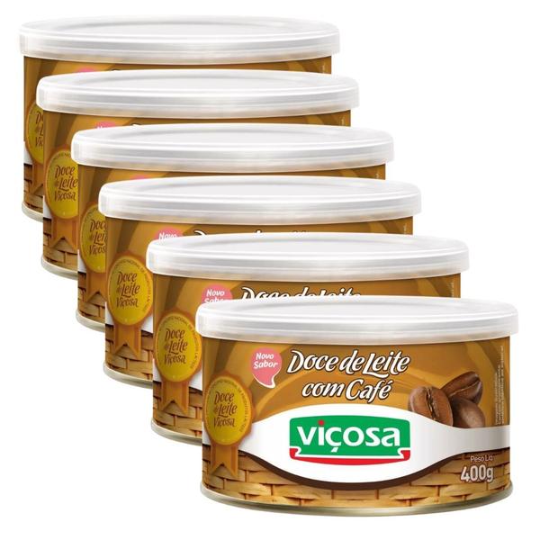 Imagem de Kit 6 Unidades Doce De Leite Com Café Viçosa Lata 400g