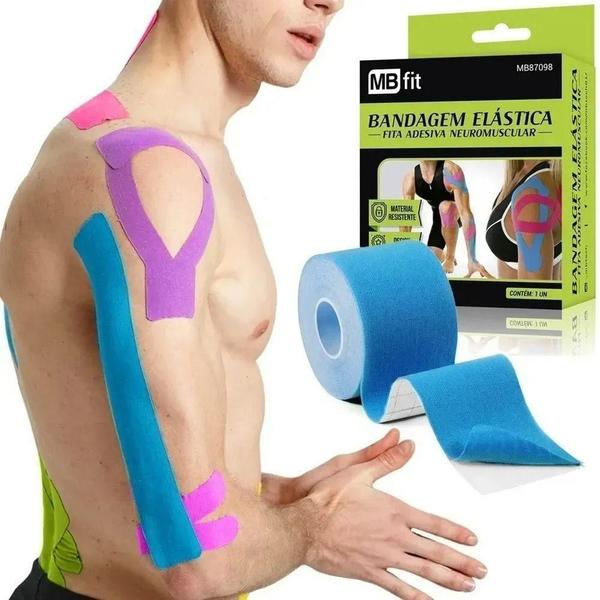 Kit 6 Unidades Fita Kinesio Bandagem Elastica 5 Mt - Mbfit - Milenio Imagem de Kit 6 Unidades Fita Kinesio Bandagem Elastica 5 Mt - Mbfit