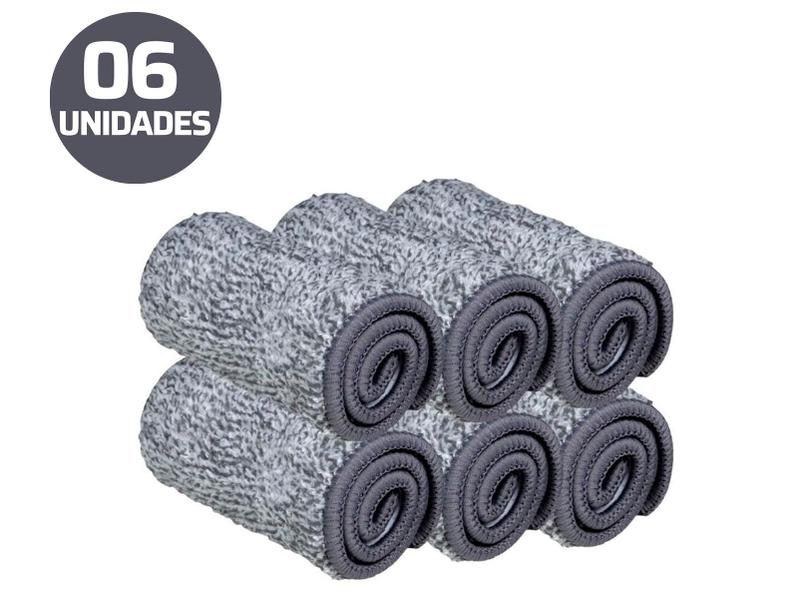 Imagem de Kit 6 Unidades Refil Mop Rodo Flat Lava Seca Balde