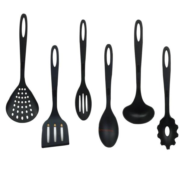 Imagem de Kit 6 Utensílios Nylon Acessórios De Cozinha Espátula Colheres Espumadeira Concha Culinários - Rotaplast