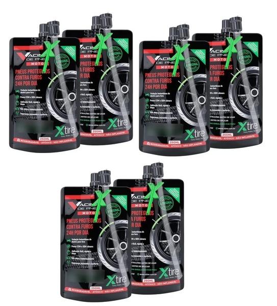 Imagem de kit 6 Vacinas De Pneu Moto 250ml - Xtire (6 Frascos)