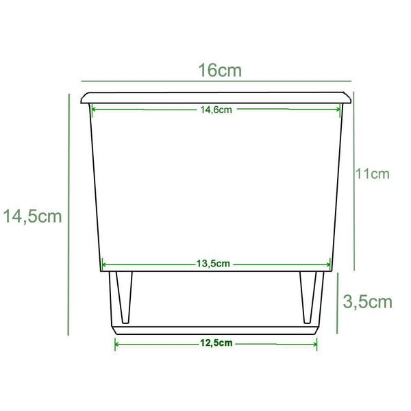 Imagem de Kit 6 Vaso Raiz Auto Irrigável N3 16X14Cm ul Escuro Planta