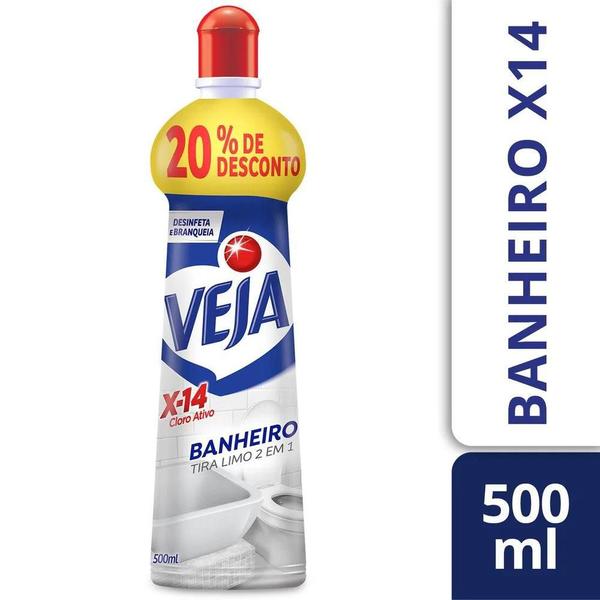 KIt 6 Veja X-14 Limpeza Cloro Ativo Banheiro 500ml Cada Imagem de KIt 6 Veja X-14 Limpeza Cloro Ativo Banheiro 500ml Cada