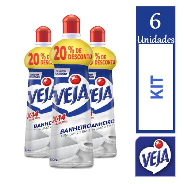 KIt 6 Veja X-14 Limpeza Cloro Ativo Banheiro 500ml Cada Imagem de KIt 6 Veja X-14 Limpeza Cloro Ativo Banheiro 500ml Cada