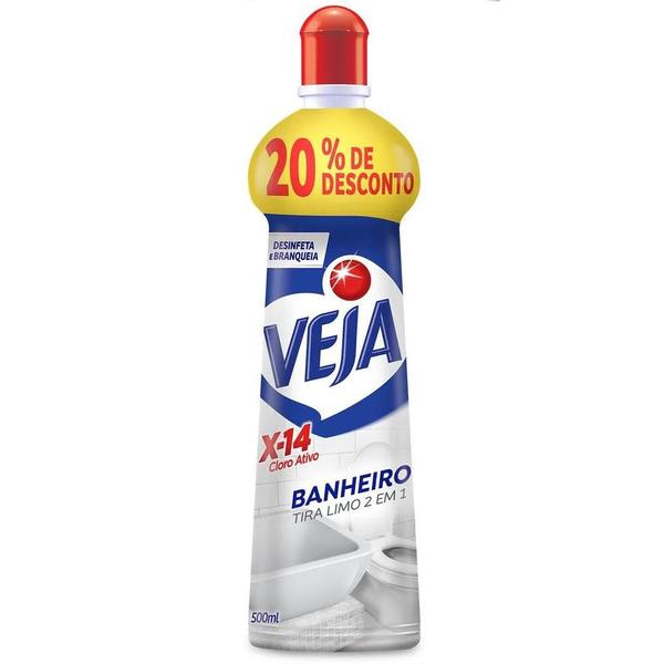 KIt 6 Veja X-14 Limpeza Cloro Ativo Banheiro 500ml Cada Imagem de KIt 6 Veja X-14 Limpeza Cloro Ativo Banheiro 500ml Cada