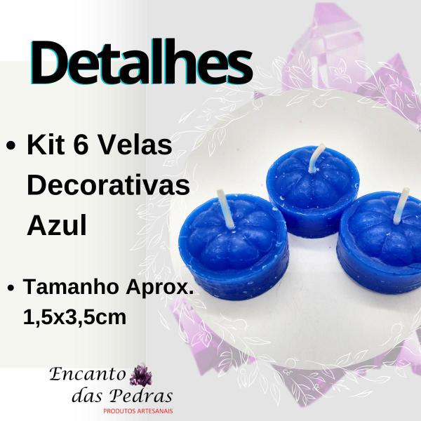 Imagem de Kit 6 Velas Decorativas para Rechaud Azul