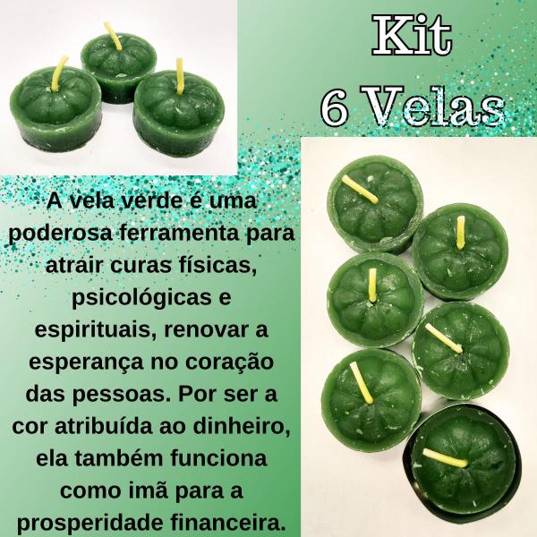 Imagem de Kit 6 Velas Decorativas para Rechaud Verde