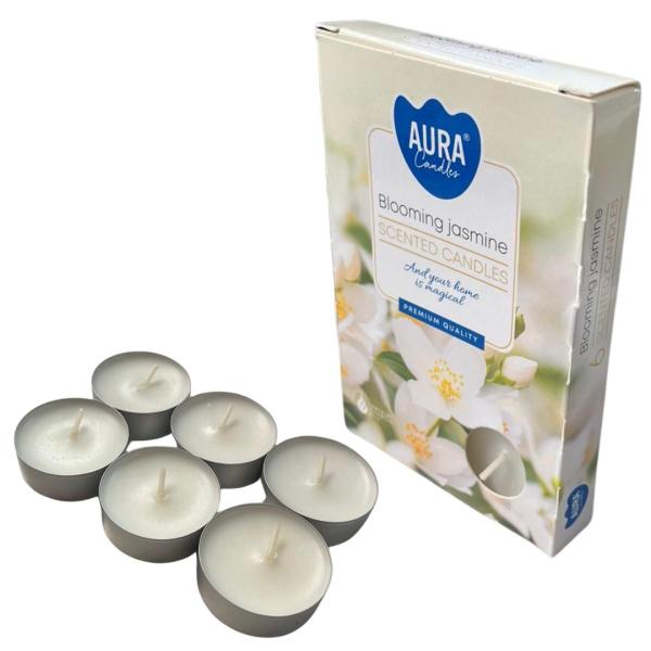 Imagem de Kit 6 Velas Jasmim Florescendo Rechaud Difusor Fondue 6h