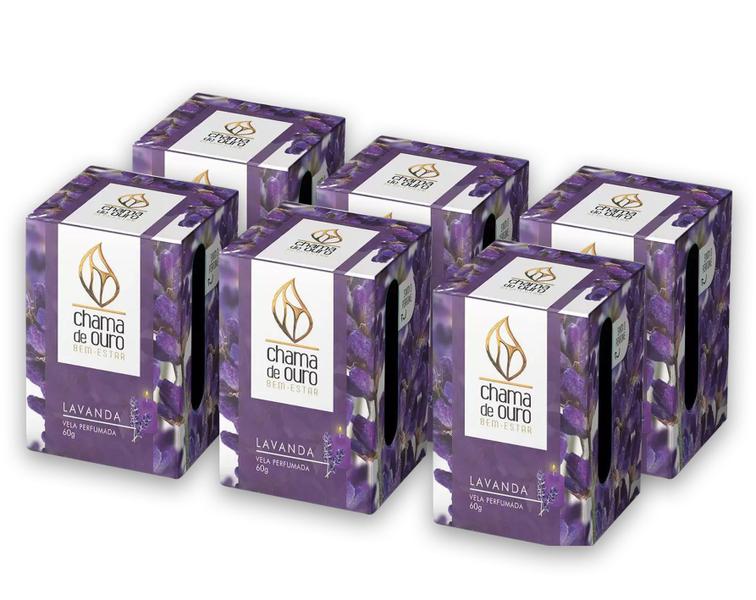 Imagem de Kit 6 Velas Lavanda Aromáticas Perfumada Decorativa 60g