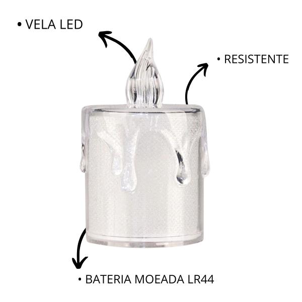 Imagem de Kit 6 Velas LED Transparente Luz Eletrônica Decoração 6,5cm