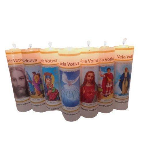 Imagem de Kit 6 Velas Votivas 7 Dias Imagens Santos Católicos 210 Gr