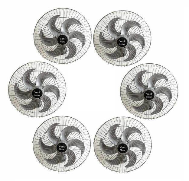 Imagem de Kit 6 Ventiladores Parede Oscilante 50Cm Prata