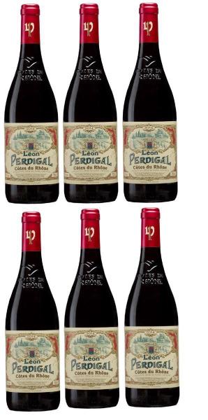 Imagem de Kit 6 Vinho Leon Perdigal 2017 Cotes Du Rhone Frances 750 Ml