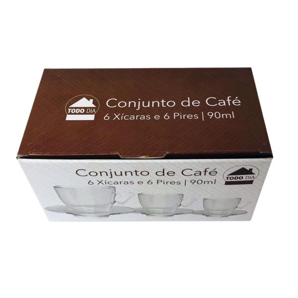 Imagem de Kit 6 Xícaras Café C/ Pires 90mL Mesa Posta Transparente