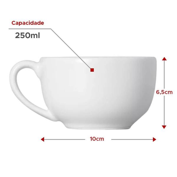 Imagem de Kit 6 Xícaras Cerâmica Chá Café Pires Flor Minimalista 250Ml