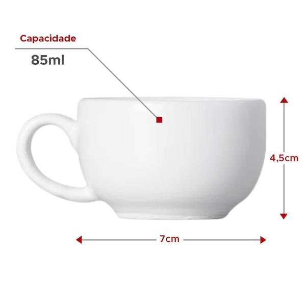 Imagem de Kit 6 Xícaras Cerâmica Chá Café Pires Pavão Natureza 85Ml