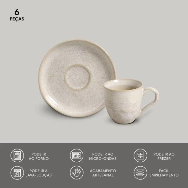 Imagem de Kit 6 Xícaras de Café Stoneware Bio Latte Porto Brasil