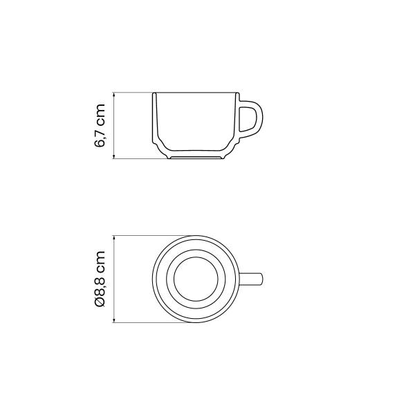 Imagem de Kit 6 Xícaras de Chá com Pires Tramontina Paola em Porcelana 240 ml