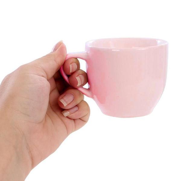 Imagem de Kit 6 Xícaras Em Porcelana Rosa 95Ml Jogo De Chá E Café