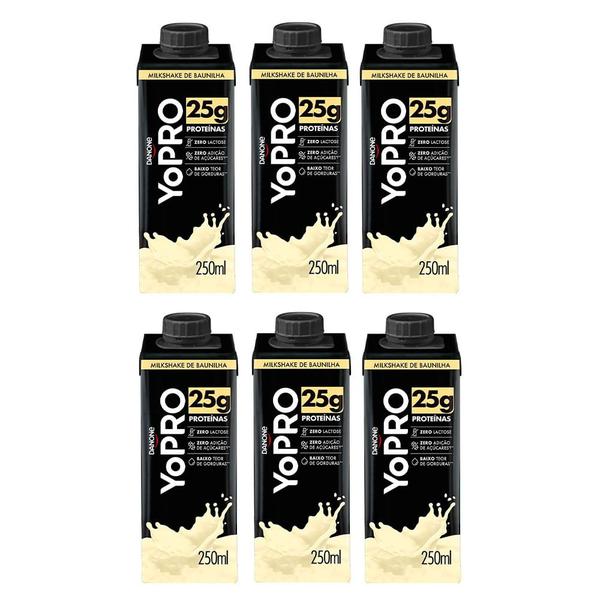 Imagem de Kit 6 YoPRO Bebida Láctea UHT Milkshake de Baunilha 25g de proteínas 250ml cada