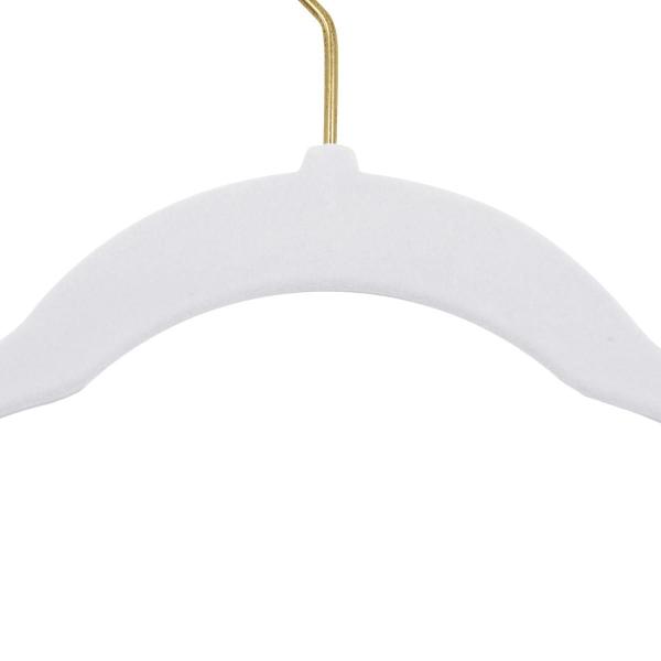 Kit 60 Cabides Veludo Branco Gancho Dourado Antideslizantes - ARBORETHO Imagem de Kit 60 Cabides Veludo Branco Gancho Dourado Antideslizantes