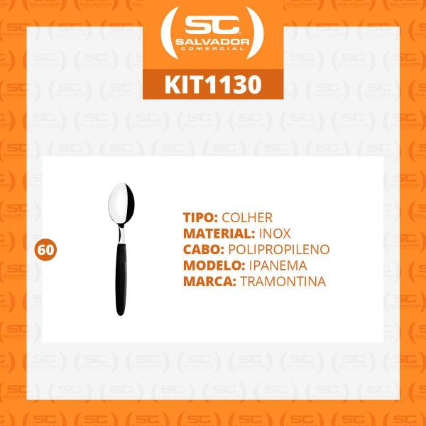 Imagem de KIT - 60 Colheres de Mesa Ipanema Com Lâmina em Aço Inox Cabo Preto CPTOP - Tramontina 23363400