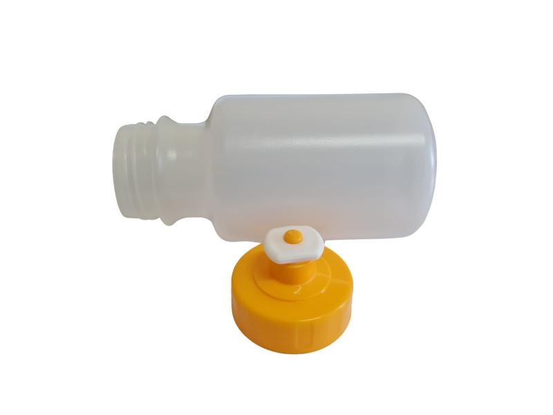 Imagem de Kit 60 Mini Garrafas Squeeze 300ml plástico transparente tampa amarela