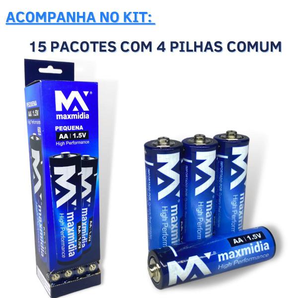 Imagem de Kit 60 Pilhas Aa Ou Aaa 1,5v Normal Palito 1 Caixa C/60 Un