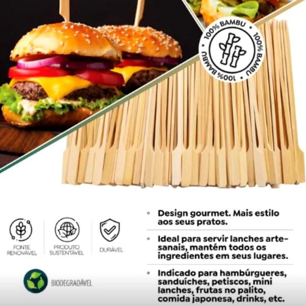 Imagem de Kit 600un Espetos Bambu Golf 9cm para Lanche Inoven 12x50pct