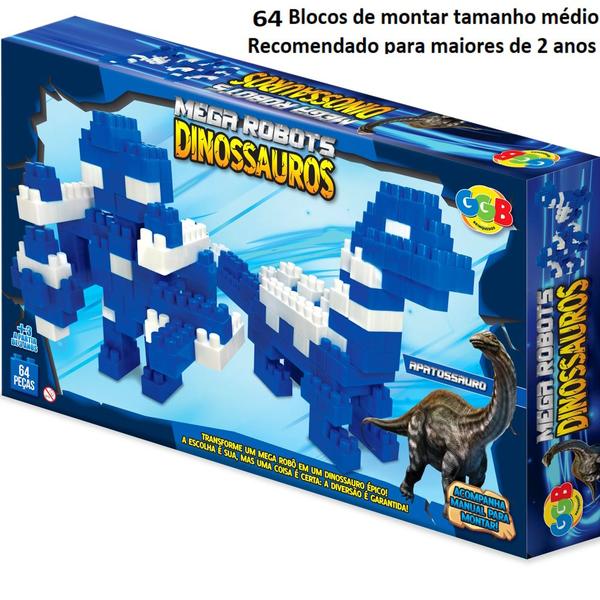 Imagem de Kit 64 Peças Brinquedo Infantil Bloco Monta Monta Dinossauro