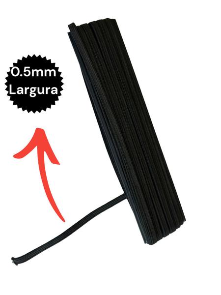 Kit 6un Elástico Chato N8, 5mm, preto poliéster 10 metros - Mor Imagem de Kit 6un Elástico Chato N8, 5mm, preto poliéster 10 metros