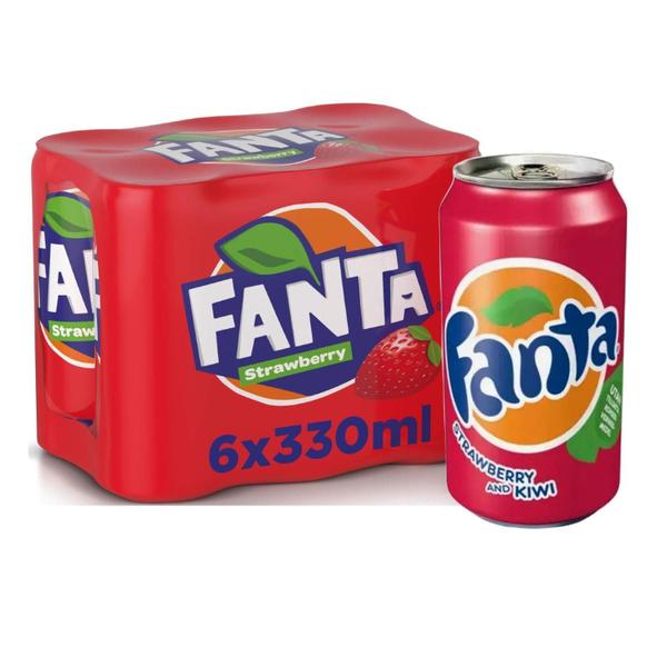 Imagem de Kit 6Und Refrigerante Fanta U.S.A Strawberry Kiwi Lata 330Ml