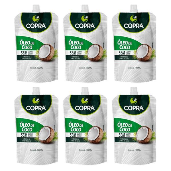 Kit 6uni Óleo de Coco (sem sabor) 100ml Pouch - Copra Imagem de Kit 6uni Óleo de Coco (sem sabor) 100ml Pouch - Copra