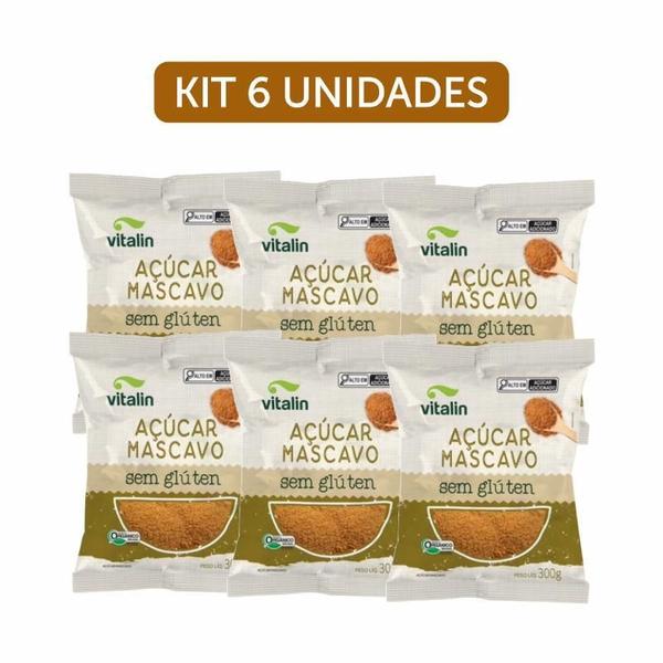 Imagem de Kit 6X: Açúcar Mascavo Orgânico Vitalin 300G