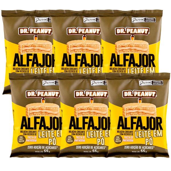 Imagem de Kit 6x Alfajor Com Whey Protein - 55g cada - Todos Sabores - Dr Peanut