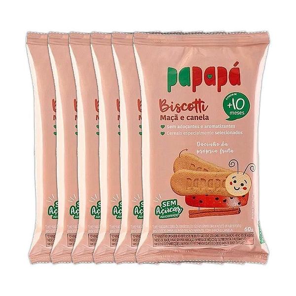 Imagem de Kit 6X: Biscoito Infantil Biscotti Maçã E Canela Papapá 60G