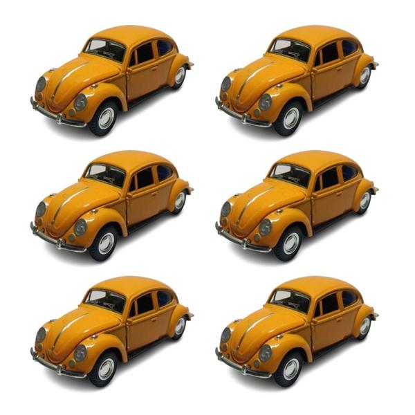 Imagem de Kit 6x Carrinho de Coleção Fusca Amarelo - AP TOYS