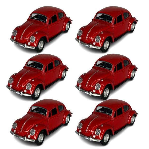 Imagem de Kit 6x Carrinho de Coleção Fusca Vermelho - AP TOYS