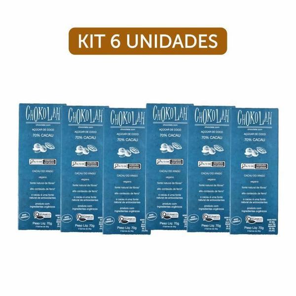 Kit 6X: Chocolate 70% Cacau Açúcar Coco Orgânico Chokolah Imagem de Kit 6X: Chocolate 70% Cacau Açúcar Coco Orgânico Chokolah