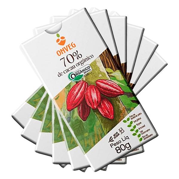 Imagem de Kit 6X: Chocolate 70% Cacau com Açúcar Demerara Orgânico Onveg 80g