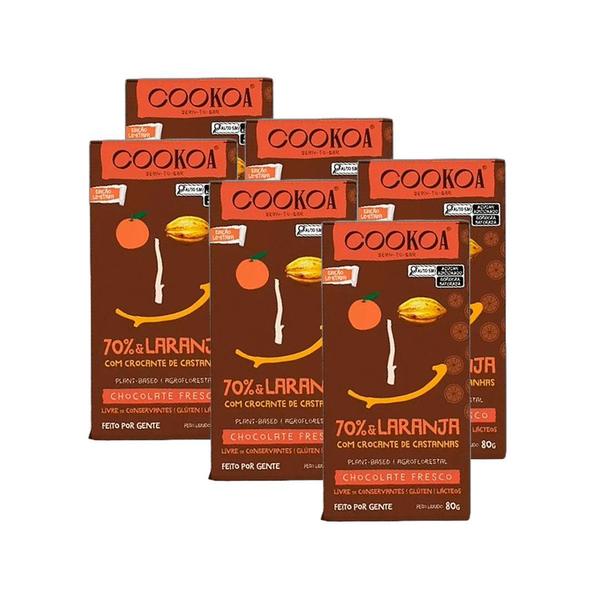 Kit 6X: Chocolate Intenso 70% Cacau Laranja E Crocante - Cookoa Imagem de Kit 6X: Chocolate Intenso 70% Cacau Laranja E Crocante