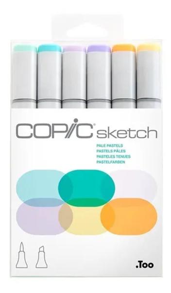 Imagem de Kit 6x Copic Sketch Marker Original Tons Pastel Ponta Brush