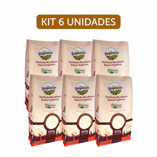 Kit 6X: Farinha De Mandioca Branca Orgânica Biorgânica 500G - Biorganica Imagem de Kit 6X: Farinha De Mandioca Branca Orgânica Biorgânica 500G