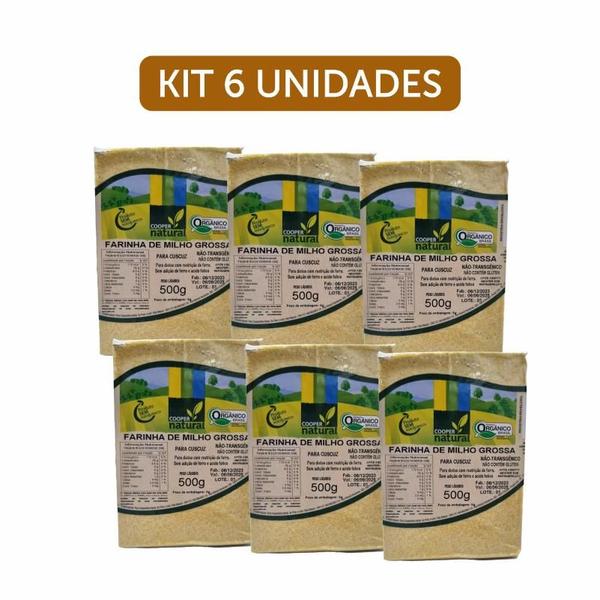 Imagem de Kit 6X: Farinha de Milho Grossa (Para Cuscuz) Orgânica Coopernatural 500g