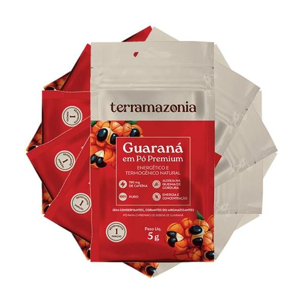 Kit 6X: Guaraná em Pó Sem Glúten Sachê Terramazonia 5g Imagem de Kit 6X: Guaraná em Pó Sem Glúten Sachê Terramazonia 5g