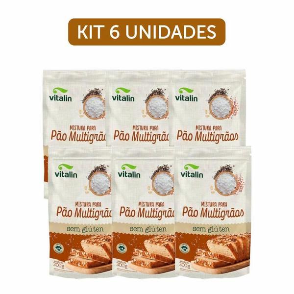 Imagem de Kit 6X: Mistura Para Pão Multigrãos Sem Glúten Vitalin 300G